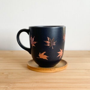 rose gold japanese maple leaf mug