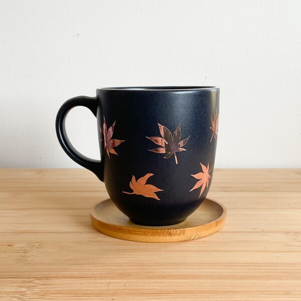 rose gold japanese maple leaf mug