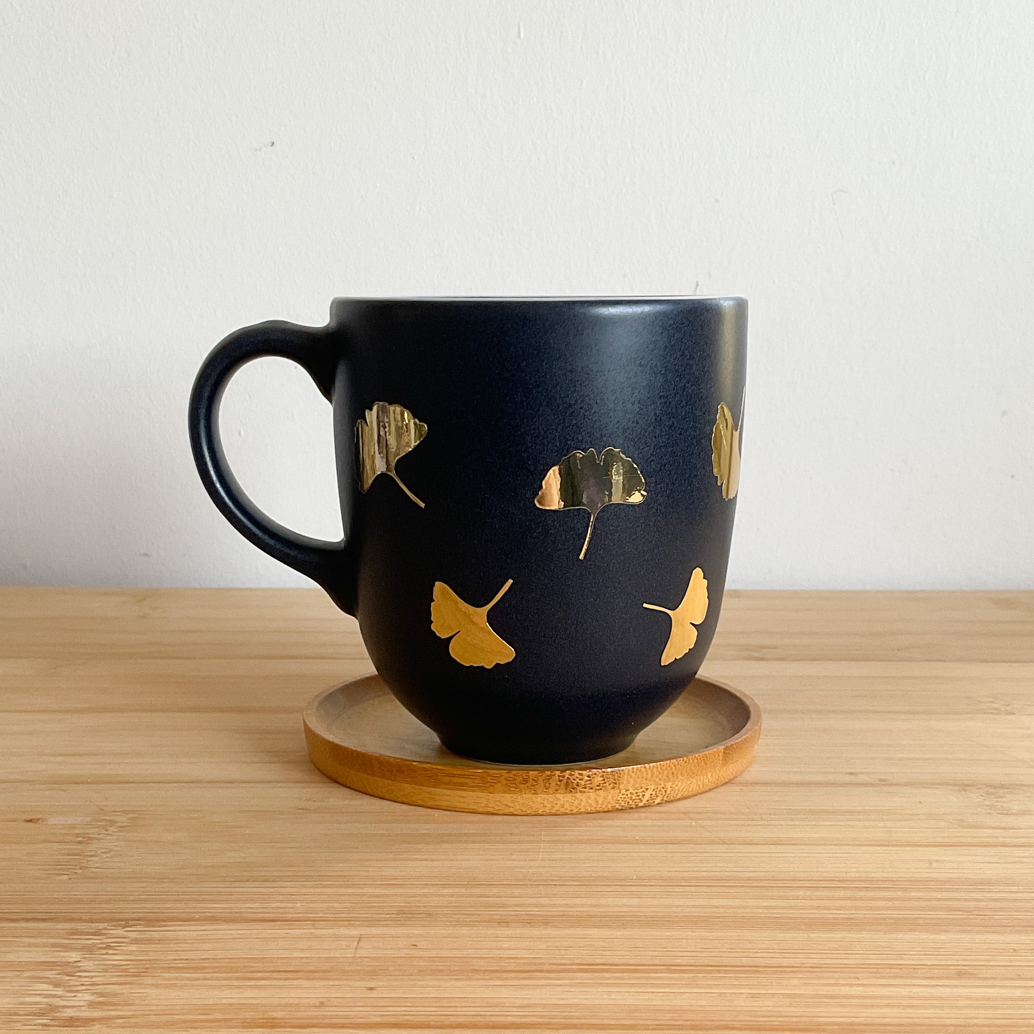 gold gingko leaf mug